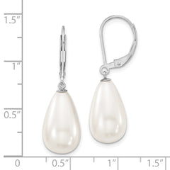 Majestik Sterling Silver Teardrop Shell Pearl Leverback Dangle Earrings