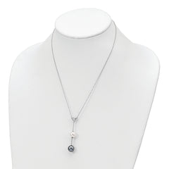 Majestik Sterling Silver Rhodium-Plated CZ Shell Pearl Necklace Elegant 18 Women's Jewelry