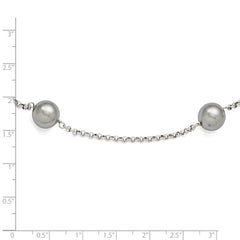 Sterling Silver 925 Beaded Necklace with Grey Shell Pearls 21-Inch Elegant Design