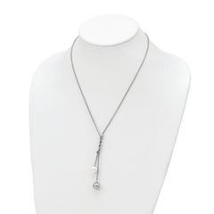 Sophia Jewelers Sterling Silver Shell Pearl Necklace with Rhodium-Plated Beads