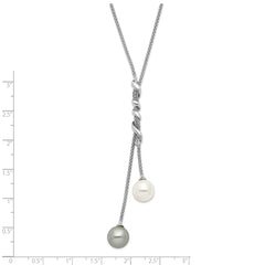 Sophia Jewelers Sterling Silver Shell Pearl Necklace with Rhodium-Plated Beads