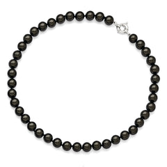 Sterling Silver Black Shell Pearl Hand-knotted Necklace 18 Gift Ready