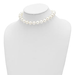 Sophia Jewelers Sterling Silver CZ Clasp Shell Pearl Necklace
