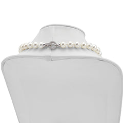 Sophia Jewelers Sterling Silver CZ Clasp Shell Pearl Necklace