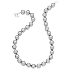 Majestik Sterling Silver 18 Grey Shell Pearl Beaded Necklace with Rhodium Finish