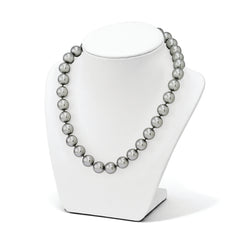 Majestik Sterling Silver 18 Grey Shell Pearl Beaded Necklace with Rhodium Finish