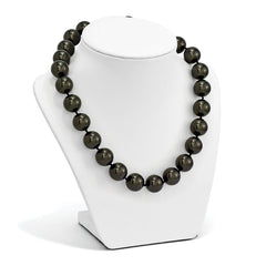 Sterling Silver Shell Pearl Necklace with Black Hand-Knotted Beads