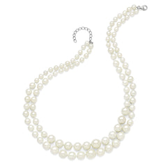 Sophia Jewelers Sterling Silver Rhodium-Plated Shell Pearl Necklace with Extender