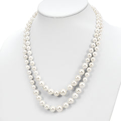 Sophia Jewelers Sterling Silver Rhodium-Plated Shell Pearl Necklace with Extender