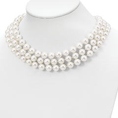 Sophia Jewelers Sterling Silver Shell Pearl Hand-Knotted Necklace Gift Ready