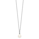 Majestik Sterling Silver Rhodium-plated 8-9mm Imitation Shell Pearl CZ Spring Ring Clasp 17 inch Necklace