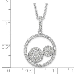 Sophia Jewelers Sterling Silver CZ Pendant Necklace Elegant Polished Finish