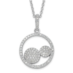 Sterling Silver & CZ Brilliant Embers Circles w/ 2in ext Necklace