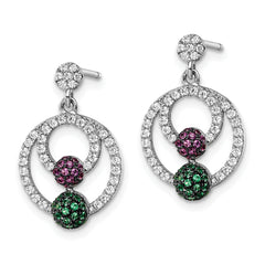 Sophia Jewelers Sterling Silver CZ Multi-Stone Dangle Earrings with Rhodium Finish