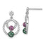 Brilliant Embers Sterling Silver Rhodium-plated 152 Stone Multi Micro Pav‚ Green Red and White CZ Circle Dangle Post Earrings