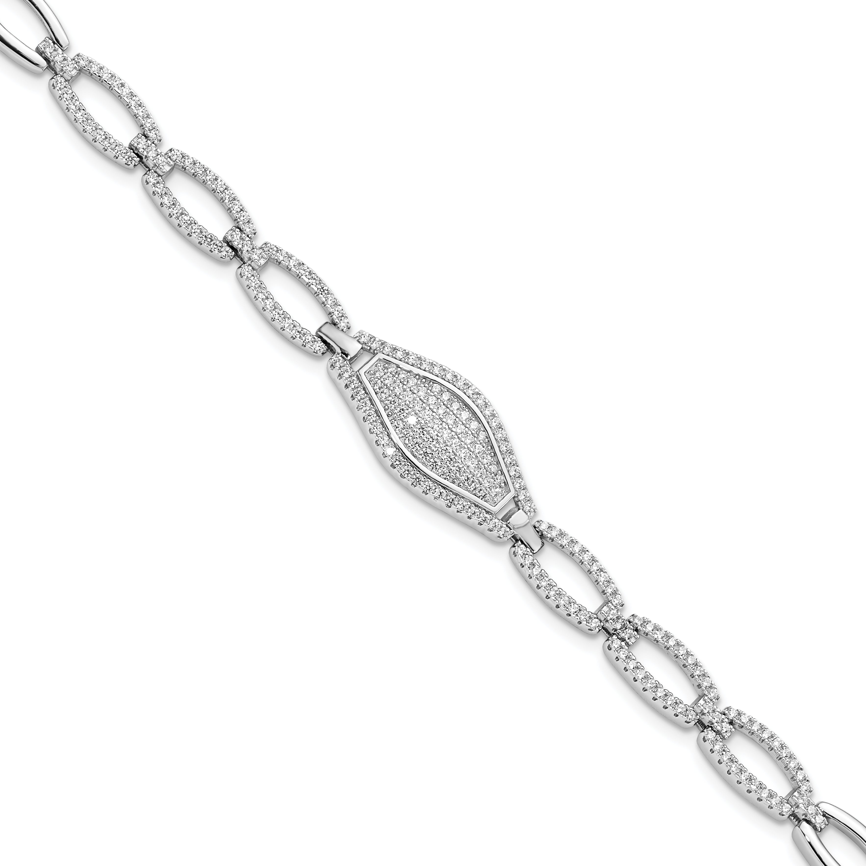 Brilliant Embers Sterling Silver Rhodium-plated 218 Stone 7.5 inch Micro Pav‚ CZ Bracelet