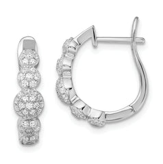 Brilliant Embers Sterling Silver Rhodium-plated 92 Stone Micro Pav‚ CZ Hinged Hoop Earrings