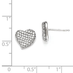 Sophia Jewelers Sterling Silver CZ Heart Earrings with Polished Rhodium Finish
