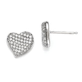 Sterling Silver & CZ Brilliant Embers Polished Heart Post Earrings