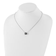 Sophia Jewelers Sterling Silver Black CZ Rhodium Necklace with Polished Finish