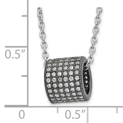 Sophia Jewelers Sterling Silver Black CZ Rhodium Necklace with Polished Finish