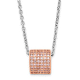 Brilliant Embers Sterling Silver Rose Gold-plated Pink CZ w/ 2in ext Necklace