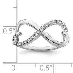 Brilliant Embers Sterling Silver Rhodium-plated 20 Stone Micro Pav‚ CZ Heart Ring