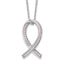 Brilliant Embers Sterling Silver Rhodium-plated 38 Stone 18 inch Micro Pav‚ Pink CZ Awareness Ribbon Necklace with 2 Inch Extender