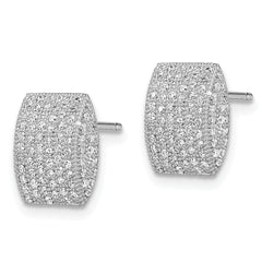 Sterling Silver CZ Cluster Earrings with Rhodium Polished Finish