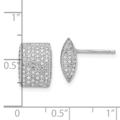 Sterling Silver CZ Cluster Earrings with Rhodium Polished Finish