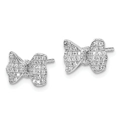 Sophia Jewelers Elegant 925 Sterling Silver CZ Bow Earrings