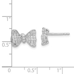 Sophia Jewelers Elegant 925 Sterling Silver CZ Bow Earrings