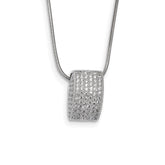 Sterling Silver 925 Necklace with CZ Sparkling Pendant Elegant Design - 18