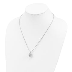 Sophia Jewelers Sterling Silver CZ Skull Necklace with Rhodium-Plated Finish