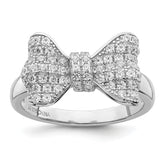 Brilliant Embers Sterling Silver Rhodium-plated 71 Stone Micro Pav‚ CZ Bow Ring