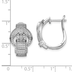 Sophia Jewelers Sterling Silver Cubic Zirconia Buckle Earrings with Rhodium Polish