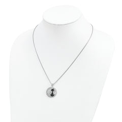 Brilliant Embers Sterling Silver Cat Necklace with Black & White CZ Stones