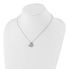Sophia Jewelers Sterling Silver CZ Butterfly Necklace with Polished Finish