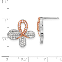 Sophia Jewelers Rose Gold-Plated Sterling Silver CZ Dangle Earrings