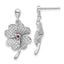 Cubic Zirconia & Red Corundum Clover Drop Earrings in Sterling Silver - Sophia Jewelers