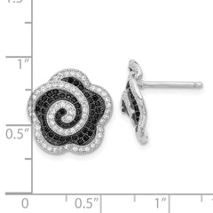 Sophia Jewelers Sterling Silver CZ Swirl Flower Earrings Polished Elegant Design