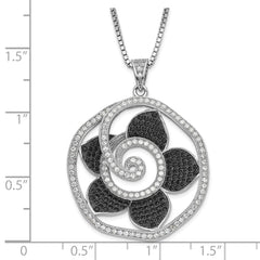 Sterling Silver CZ Fire Flower Necklace with Multi-Color Stones