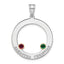 SS/Rhod-plated 2 Birthstone Circle with 14k Bezel Family Pendant