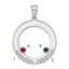 SS/Rhodium-plated 2 Birthstone Circle with SS Bezel Family Pendant
