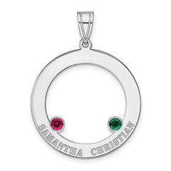 SS/Rhodium-plated 2 Birthstone Circle with SS Bezel Family Pendant