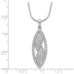 Sophia Jewelers Sterling Silver CZ Marquise Necklace Elegant Polished Design