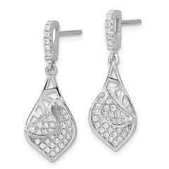 Sterling Silver Teardrop Dangle Earrings with CZ Elegance
