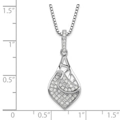 Sophia Jewelers Sterling Silver CZ Teardrop Necklace with Polished Finish