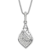 Sterling Silver & CZ Brilliant Embers Fancy Teardrop Necklace