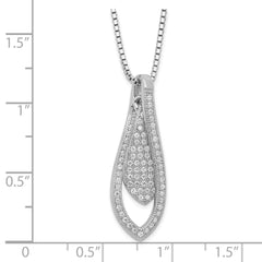Sophia Jewelers Sterling Silver CZ Teardrop Necklace with Rhodium Polish